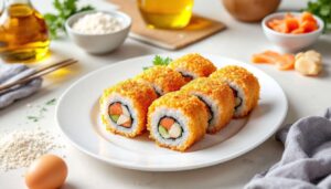 Hosomaki fritti al salmone: la panatura al panko per rotolini croccanti e compatti