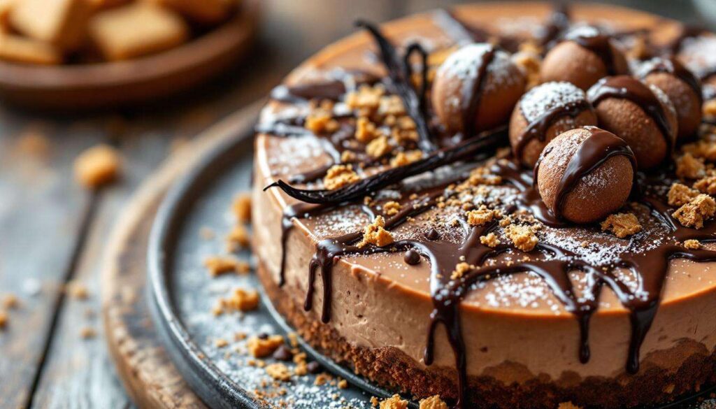 Cheesecake al cioccolato senza forno: crema setosa e ganache fondente in frigo