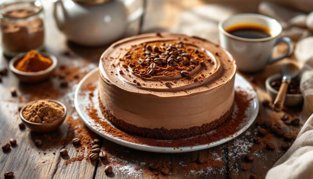 Torta mousse al caffè con base al cacao: dessert elegante da preparare in anticipo
