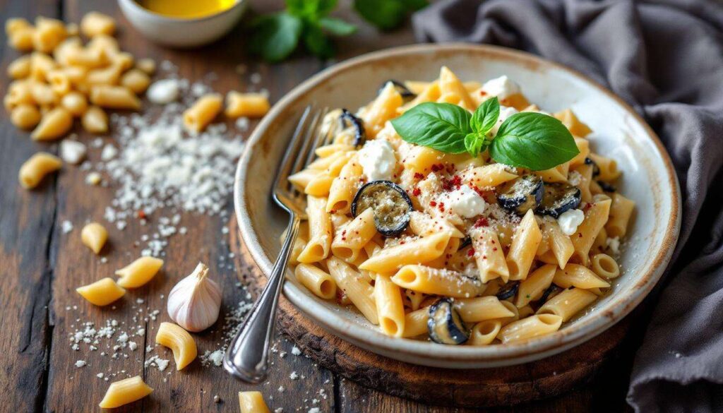Pasta con crema di melanzane e ricotta: ricetta cremosa e saporita