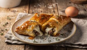 Rustici di sfoglia con salsiccia e stracchino: pronti in 35 minuti, dorati e filanti
