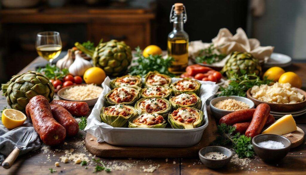 Carciofi ripieni al forno con salsiccia e provola: uno tira l'altro