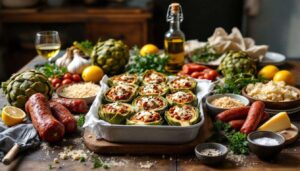 Carciofi ripieni al forno con salsiccia e provola: uno tira l'altro
