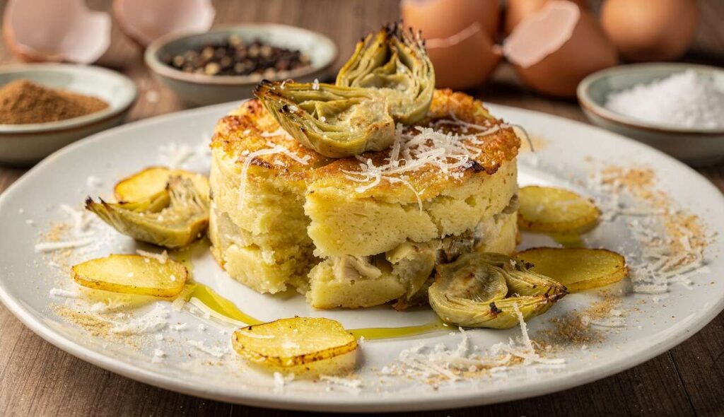 Sformato di patate e carciofi: morbido dentro, gratinato fuori come al ristorante