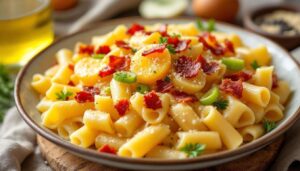 Pasta crema di patate e porro, la ricetta con pancetta croccante per stupire con gusto