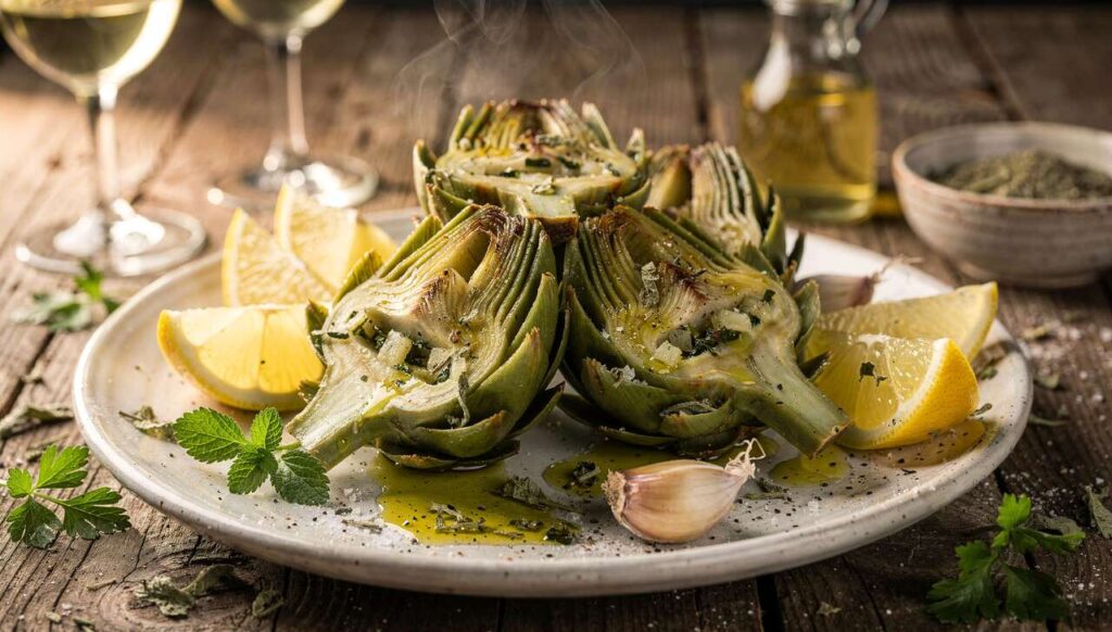 Carciofi alla romana con mentuccia: il trucco dello chef per non farli annerire mai