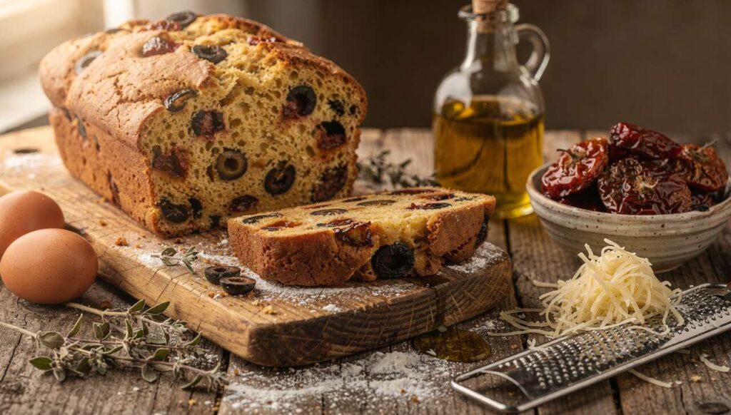 Plumcake salato con olive e pomodori secchi: soffice e perfetto da portare al picnic
