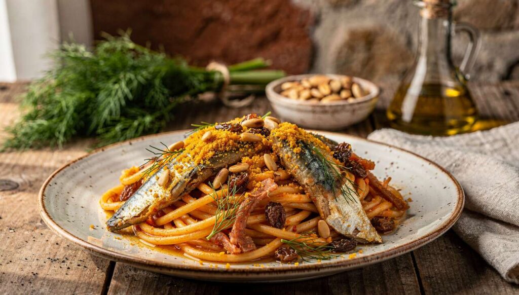 Pasta con le sarde alla siciliana: la ricetta catanese con finocchietto selvatico e pinoli tostati