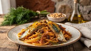Pasta con le sarde alla siciliana: la ricetta catanese con finocchietto selvatico e pinoli tostati