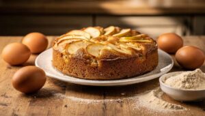 Torta di mele senza burro e senza zucchero raffinato, soffice e umida con solo 3 ingredienti