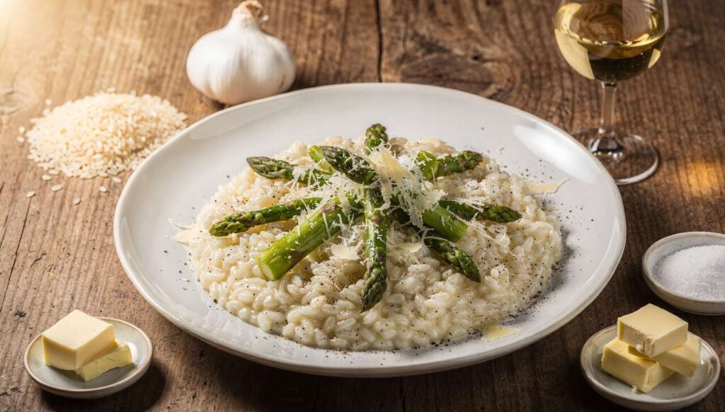 Risotto agli asparagi mantecato al parmigiano: il trucco dello chef per non farlo scuocere mai