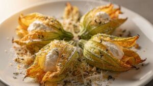 Fiori di zucca ripieni di ricotta al forno: croccanti e leggeri senza nemmeno un goccio d'olio