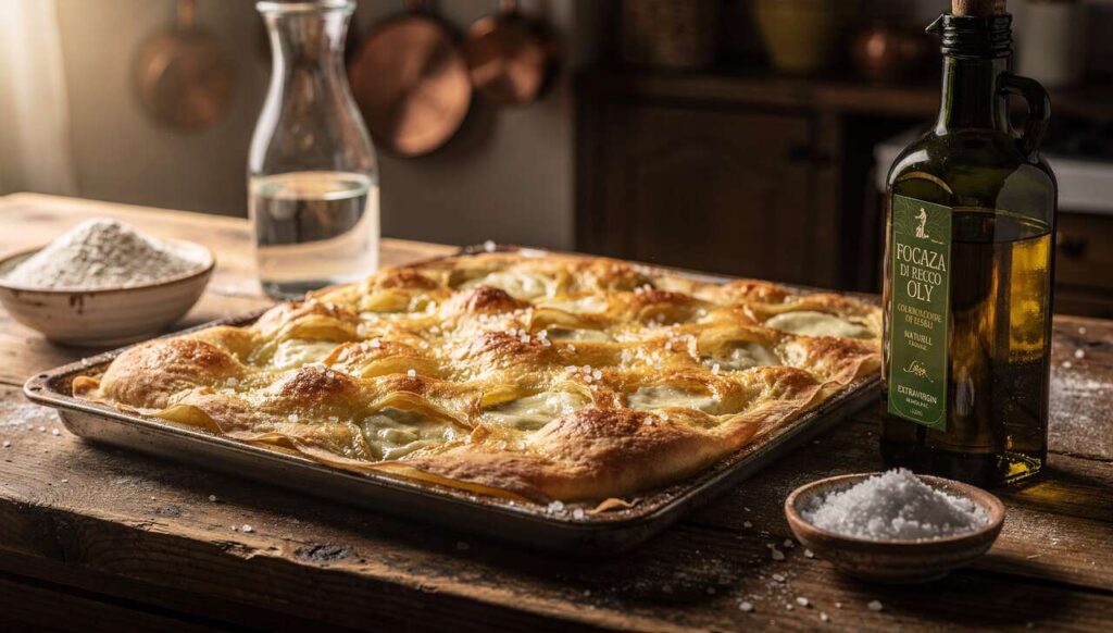 Focaccia di Recco col formaggio, la ricetta ligure con stracchino filante e pasta sottilissima