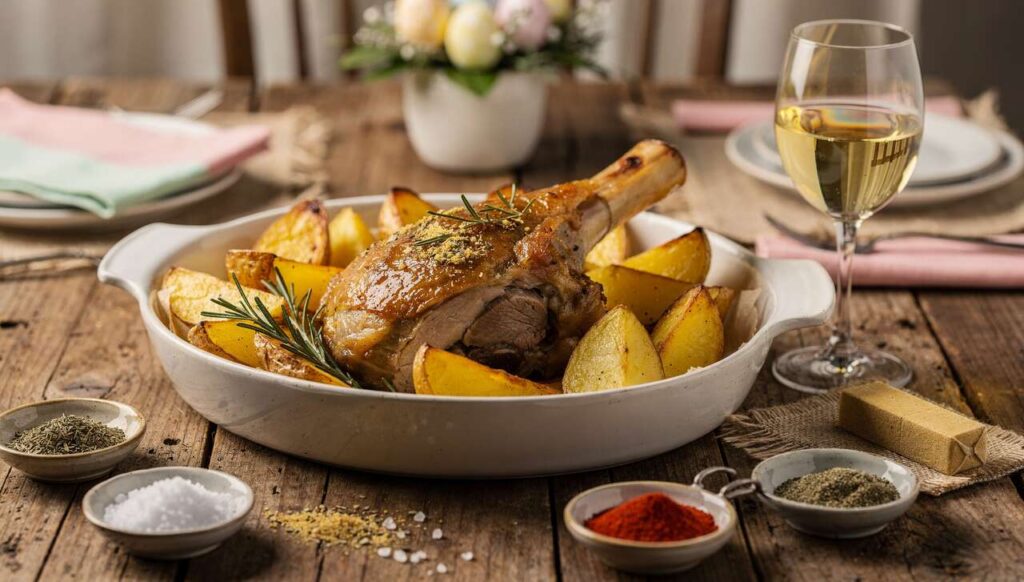 Agnello al forno con patate per Pasqua: la ricetta classica croccante fuori e tenerissima dentro