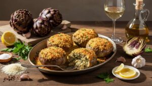 Carciofi ripieni alla romana gratinati al forno: croccanti fuori, morbidi dentro e pronti in 40 minuti