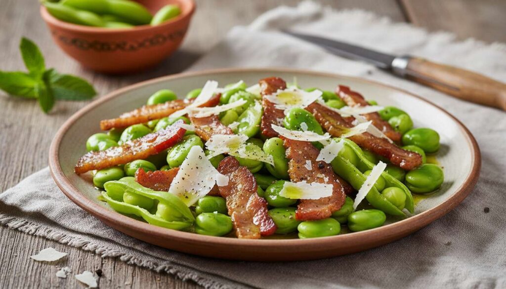 Fave fresche con pecorino romano e guanciale: l'antipasto laziale di primavera in 10 minuti