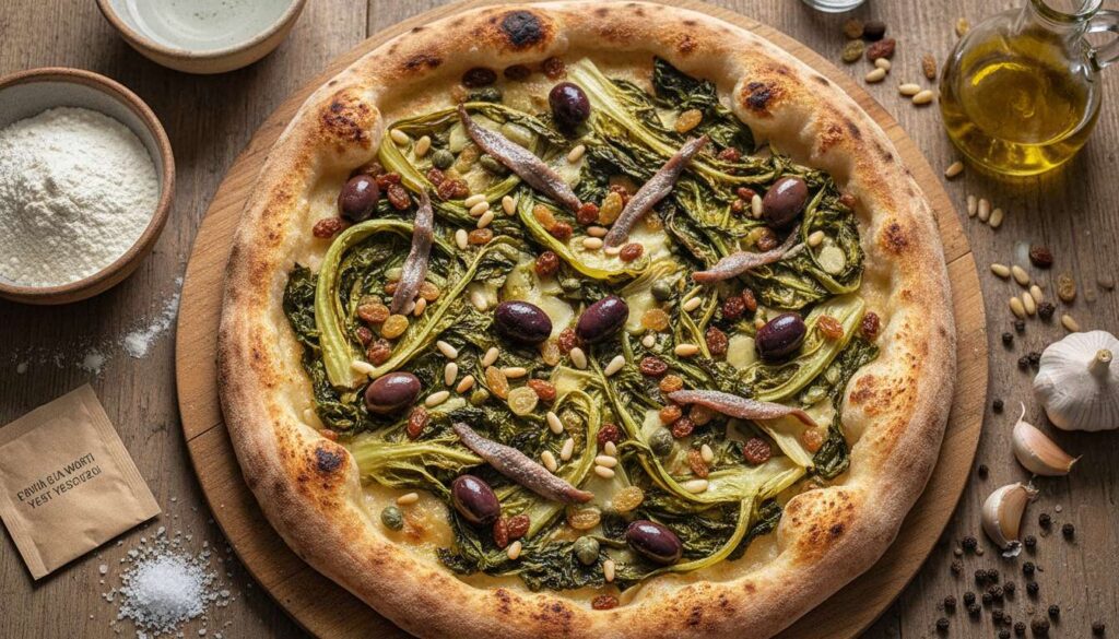 Pizza di scarola napoletana: la ricetta di Quaresima con olive, capperi e uvetta