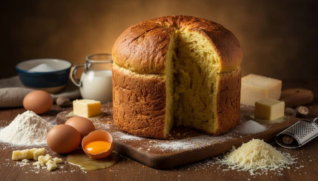 Crescia di Pasqua marchigiana con parmigiano e pecorino: soffice, alta e profumata
