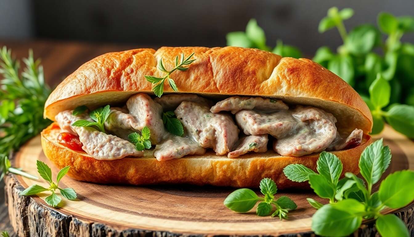 Sandwich d'agneau aux herbes fraîches