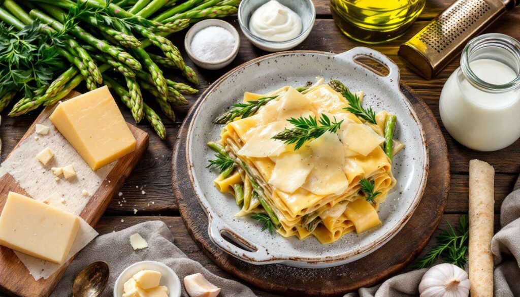 Lasagna vegetariana con asparagi bianchi di Bassano e crema al parmigiano: pronta in 50 minuti