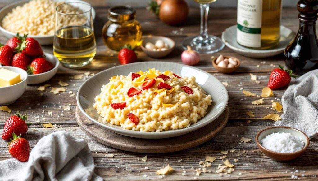 Risotto alle fragole e parmigiano reggiano 36 mesi: il primo piatto di primavera di Massimo Bottura