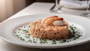 Risotto alla crema di scampi di Massimo Bottura con burrata pugliese: il primo piatto che stupisce tutti