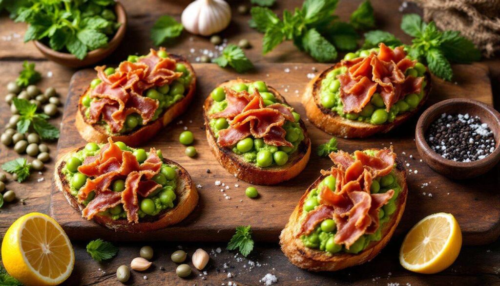 Crostini toscani con crema di fave e guanciale croccante: l'antipasto del 25 aprile pronto in 10 minuti