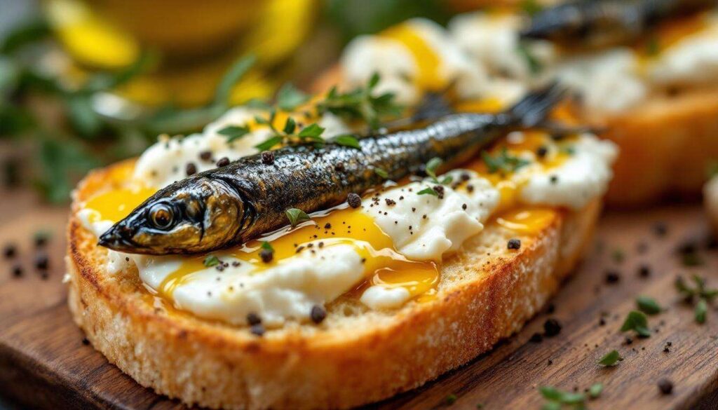 Bruschette con stracciatella pugliese e alici di Cetara: l'aperitivo del 25 aprile pronto in 5 minuti