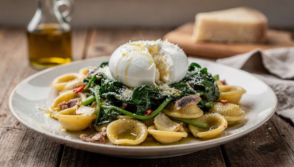 Orecchiette con cime di rapa e burrata pugliese: Cannavacciuolo rivela perché l’aglio va tolto prima di servire