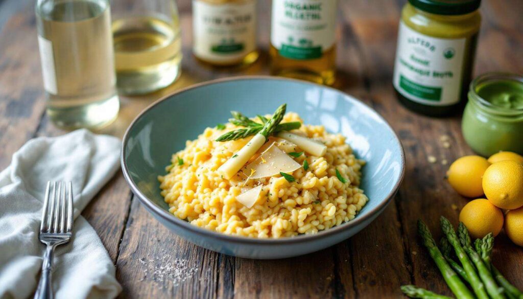 Massimo Bottura prepara il risotto agli asparagi di Altedo per il pranzo del 25 aprile