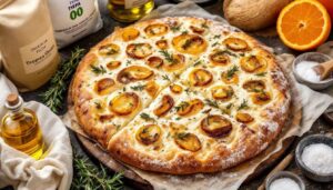 Focaccia genovese alta con cipolle di Tropea, lo street food ligure pronto in 90 minuti totali