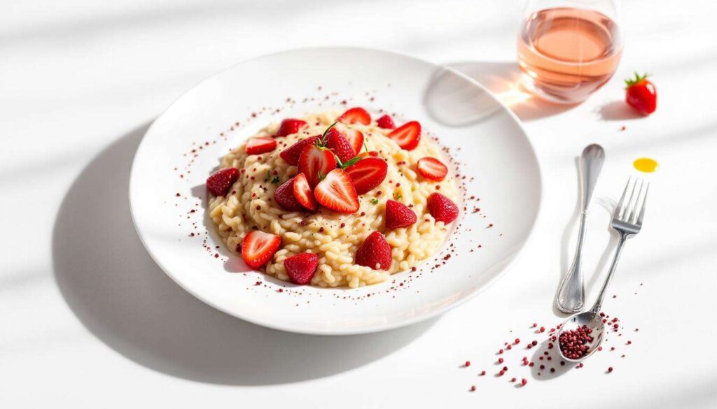 Risotto alle fragole e pepe rosa di Massimo Bottura, il primo di stagione che divide gli italiani