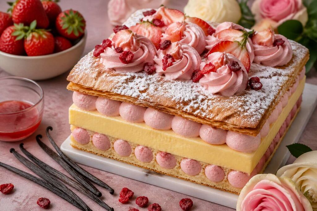 Iginio Massari prepara la torta diplomatica con crema alle fragole per la Festa della Mamma