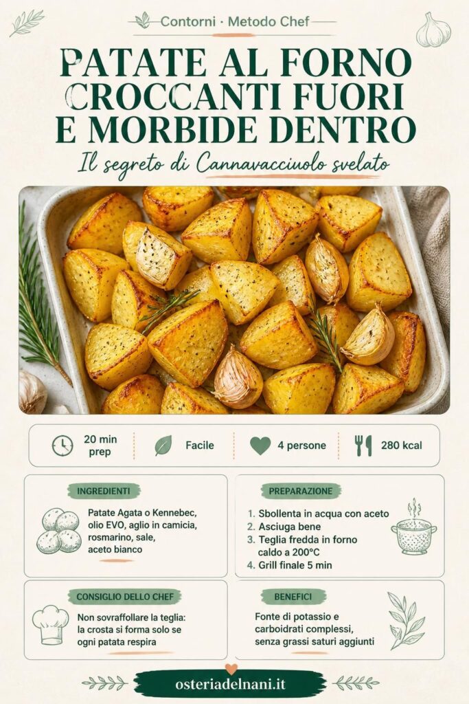 Patate al forno croccanti fuori e morbide dentro con rosmarino e aglio, metodo Cannavacciuolo